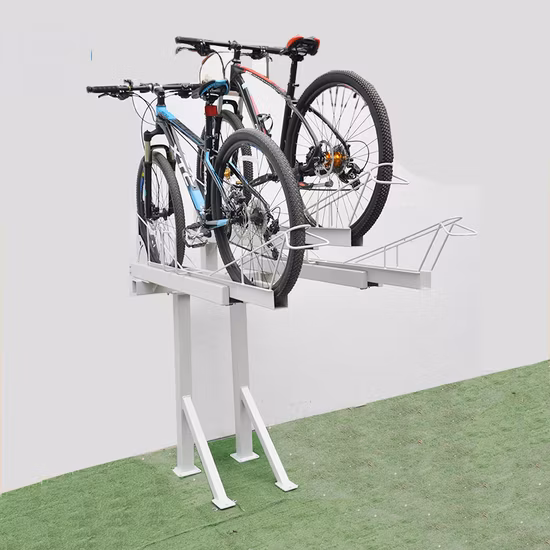 Galvanized Steel Gas Assisted 2 Tier Cycle Stacking Bicycle Racks